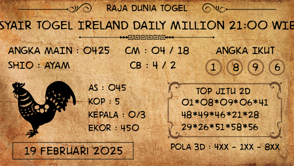 Prediksi Ireland Daily Million 21:00 WIB